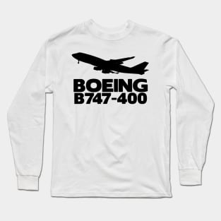 Boeing B747-400 Silhouette Print (Black) Long Sleeve T-Shirt